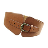 Maxbell Fashion Elastic Waist Belt for Dresses Waistband Decorative Pin Buckle Belt Brown