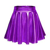 Maxbell A Line Mini Skirt Comfortable Versatile Pleated Skirt for Travel Violet Medium