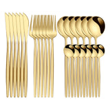 Maxbell 24Pcs Family Dinnerware Cutlery Set Flatware Set for hotel home  Aureate