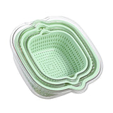 Maxbell Double Layer Drain Basket Side Buckle Strong and Sturdy for Washing Mixing green
