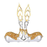 Maxbell 2Pcs Modern Couple Deer Statue Ornament for Party Bookshelf Home Decor Large Argent Gold