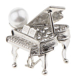 Maxbell Chic Rhinestone Music Piano Brooches Lapel Pin Wedding Jewelry Silver