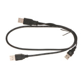 Max Dual USB 2.0 Male to Standard B Male Y Cable 70cm for Hard Disk Drive  Black