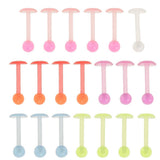 Maxbell 20pcs Luminous Acrylic Straight Barbell Lip Tongue Nipplering Helix 16G