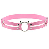 Maxbell Fashion Punk Gothic Cat Leather Elastic Garter Belt Leg Thigh Ring Pink