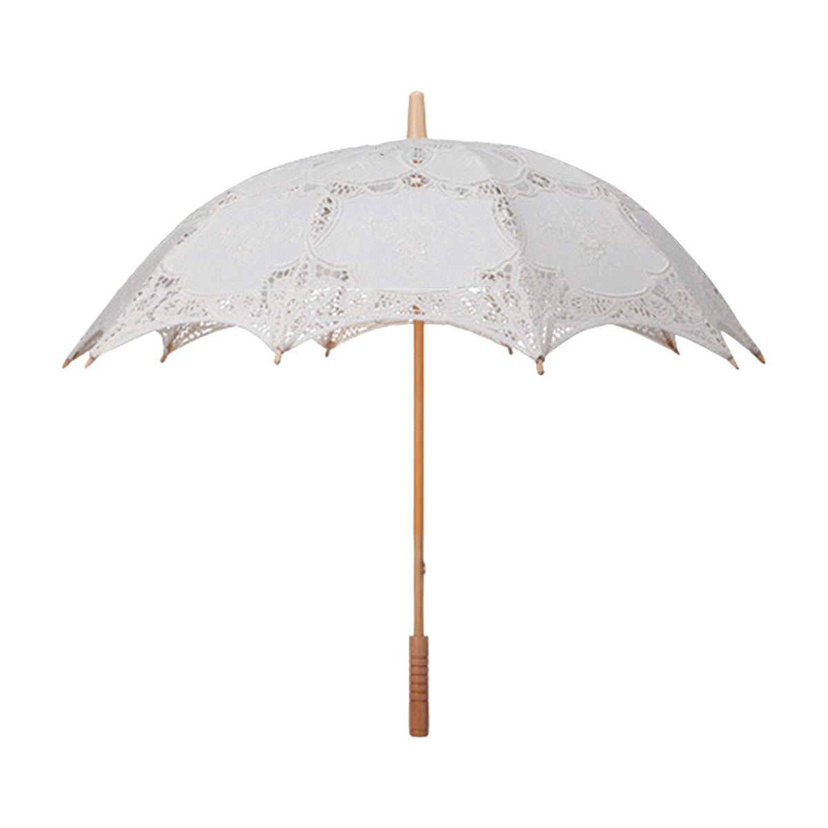 Maxbell Lace Umbrella Photograph Parasol Accessories for Halloween Party Dancing Beige White