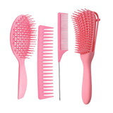 Maxbell 4x Salon Hair Styling Plastic Barbers Brush Combs Set for Long Hair Pink