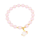 Maxbell Elegant Beaded Bracelet Wristband Charms 8mm for Party Anniversary Festival Pink