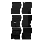 Max 6pcs Silver Wave Pattern Art Decal Mirror Style Wall Stickers Kid Room Decor Black-M