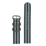 Maxbell Black Gray Strip Nylon Strap Stainless Steel 3-ring Buckle Wristband 18mm