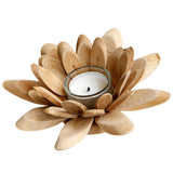 Max Handmade Wooden Tea Light Lotus Shape Candle Holder