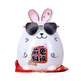 Maxbell Rabbit Year Lucky Figurine Ceramic Piggy Box Decoration Cartoon and Adorable Style D