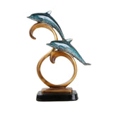 Maxbell Dolphin Figurines Dolphins Statue for Home Decorations Housewarming Gift Light Blue
