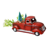 Maxbell Truck Ornament Pickup with Christmas Tree Figurine Decorative Vintage Style