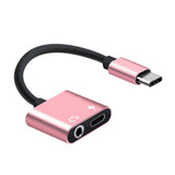 Max 2in 1 USB Type C to 3.5mm Headphone Audio Jack Charging Cable Adapter Pink