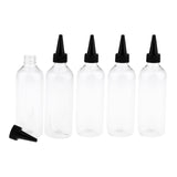 Maxbell 5Pieces 250ml Empty Refillable Cosmetics Sub Bottles Travel Black Tip Cover