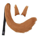 Maxbell 3x Plush Ears and Tail Set Women Girls Cosplay for Dance Fancy Prop Carnival brown