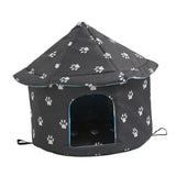 Maxbell Oxford Cloth Outdoor Feral Cats Warm House Waterproof Bed Kennel Tent Winter Round M Black