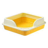 Maxbell Heightening Semi Closed Cat Litter Box Potty Toilet Anti Splashing Portable Yellow