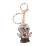Maxbell Fashion Rhinestone Crystal Purple Angel Charm Purse Bag Key Ring Keychain Keyfob