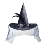 Maxbell Witch Women Hat Wide Brim Headgear Pointed Top for Halloween Party Black