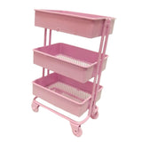 Maxbell 1/12 Dolls Metal Storage Shelf with Wheels Doll House Furniture Parts Pink