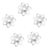 Maxbell 5 Pieces 925 Sterling Flower Cup Beads End Cap Jewelry Makings Silver