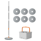 Maxbell Rotatable Round Flat Floor Mop Bucket Set Floor Cleaning System with 6 Pads