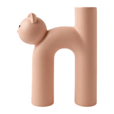 Maxbell Ceramic Vase Cute Tubular Cat Shape Art Crafts for Bedroom tabletop Pink