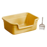 Maxbell Open Top Pet Litter Box Cats Toilet Kitty Litter Pan for Small and Large Cats Yellow