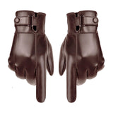 Maxbell Men Winter Gloves PU Leather Touchscreen Windproof for Riding Motorcycle Brown