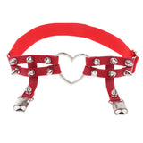 Max Womens Elastic Leg Garter Belt Red