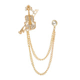 Maxbell Brooch Lapel Pin Violin Hanging Chains Collar Brooches for Women Men Aureate