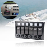 Maxbell 6 Gang Boat Marine RV 12V 24V Rocker Switch Panel LED Indicator Auto Fuses