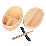 Maxbell Japanese Style Bento Box Wood Lunch Box with Chopsticks with Strap to Fix Size S