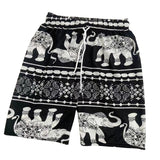 Maxbell Summer Beach Shorts for Women Men Boho Clothes Thailand Elephant Short Pants Black White Stripes