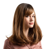 Max 16'' Synthetic Long Straight Curly Wigs for Women Cosplay Costume Wig Brown