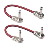 Maxbell 2pcs Guitar Patch Cable 1/4in Plug DIY Instrument for Effect Audio Red