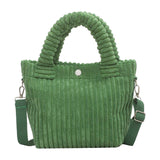 Maxbell Fashion Corduroy Tote Bag Casual Bucket Pouch Handbags Shopping Travel green