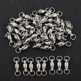 Maxbell 50Pcs Ball Bearing Swivels Fishing Snaps Hook Solid Ring Swivels 7