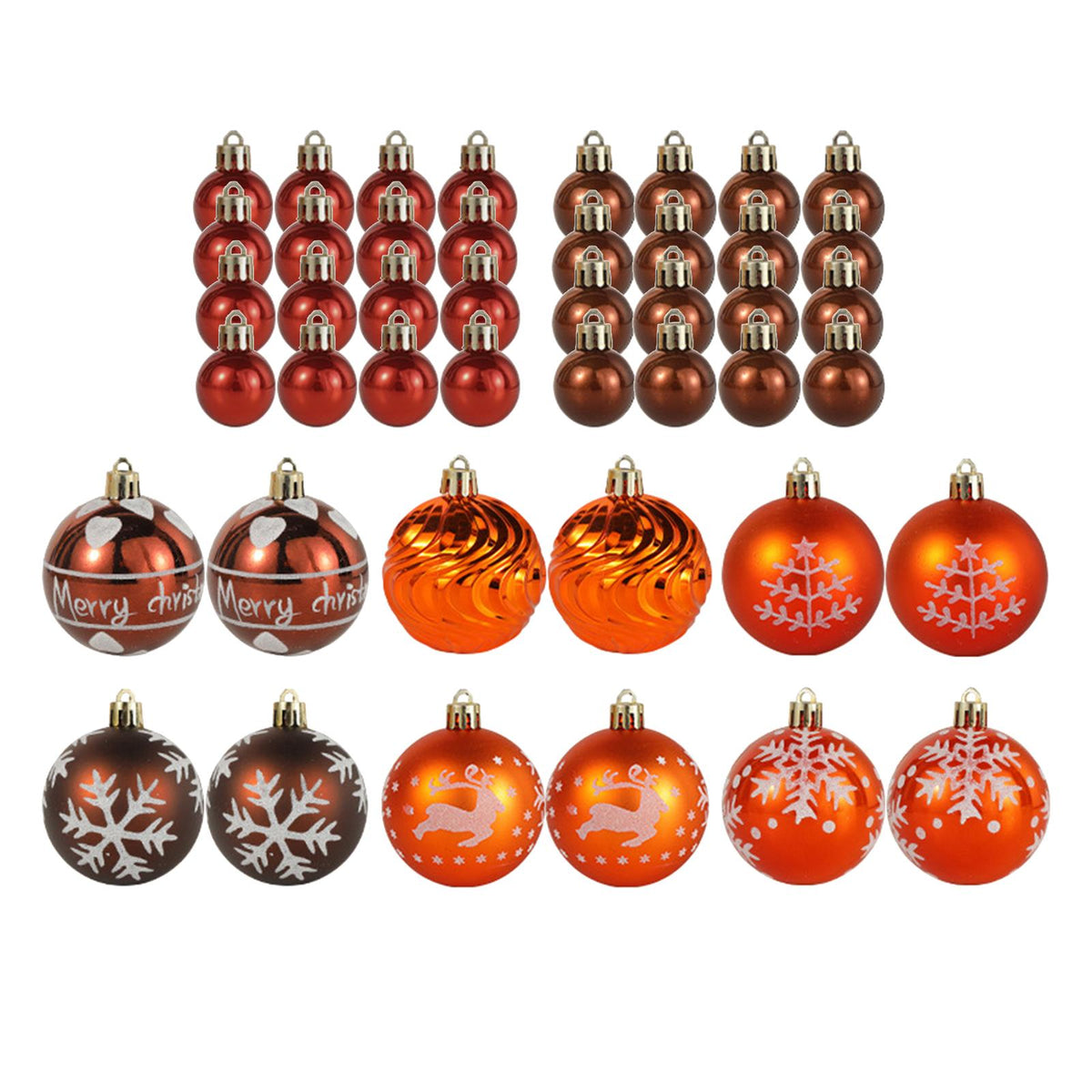 Maxbell 44Pcs Christmas Balls Party Supplies Decorative for Holiday Bedroom Gifts Coffee Style A