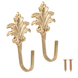 Maxbell 2Pcs Vintage Maple leaves Curtain Tieback Tassel Hooks Door Wall Hook Golden