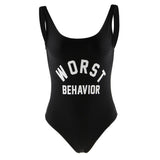 Max WORST BEHAVIOR Swimwear Onepiece Monokini Bikini Baywatch Swimsuit Black M