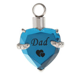 Maxbell Love Heart Blue Crystal Urn Memorial Ash Keepsake Cremation Pendant dad