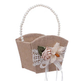 Maxbell Maxbell Burlap Flower Girl Basket Lace Satin Rustic for Festival Ceremony Parties