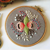 Maxbell Stamped Embroidery Kit with Flower Pattern, Pre-Printed Cloth & Hoop 15cm DIY Needlework Crafts