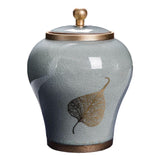 Maxbell Chinese Style Porcelain Ginger Jar Storage Jar Decorative Ceramic Vase Gray