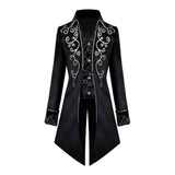 Maxbell Male Medieval Tailcoat Steampunk Lapel Overcoat Trench Coat Jacket Black S