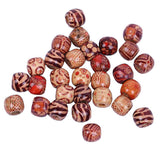 Maxbell 100pcs 10-17mm Printed Large Hole Wooden Beads Charm for DIY Jewelry 12mm