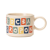 Maxbell Drinking Water Cup Ceramic with Handle Breakfast for Milk Alphabet